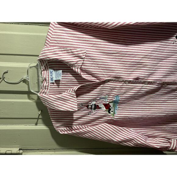 Blair Striped Lighthouse Embroidered Shirt large - Picture 3 of 8